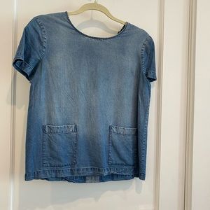 Club Monaco denim short sleeve blouse size S